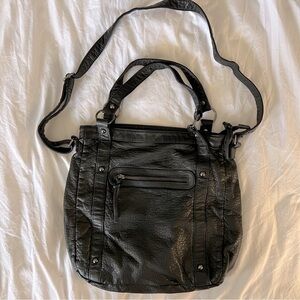 Black Faux Leather Crossbody Bag